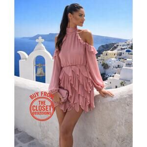 ZARA Pink High Collar Ruffle Mini Dress 💗✨ | Size L | NWT | Blogger Fave